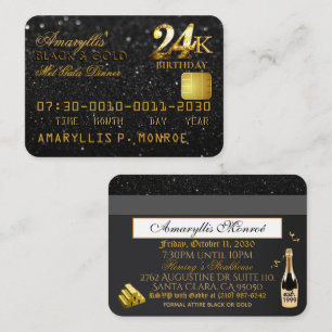 24K Black Gold Carte de crédit Anniversaire Invita