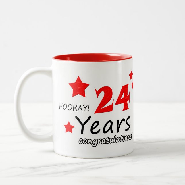 24th anniversary, 24 Years Wedding Anniversaries Two-Tone Coffee Mug (Left)