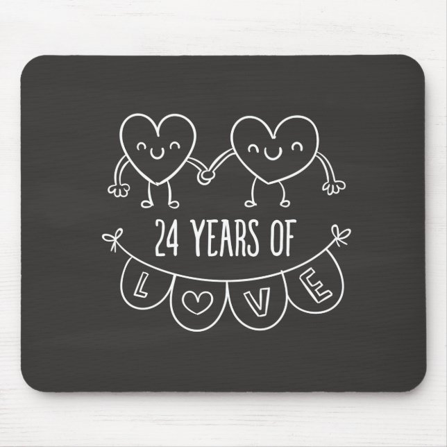 24th Anniversary Gift Chalk Hearts Mouse Pad (Front)