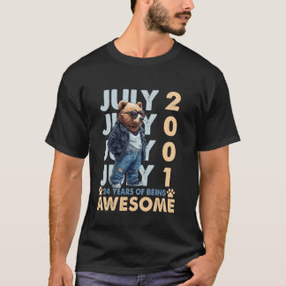 24th Birthday Bear Legends July 2001 24 Years Old  T-Shirt