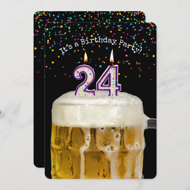 24th Birthday Candle Party Invitation (Front/Back)