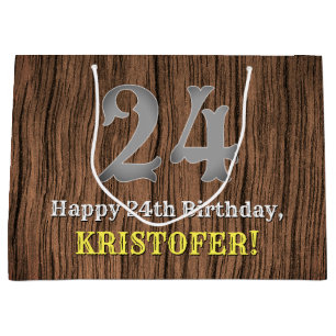 24th Birthday: Country Western Inspired Look, Name Large Gift Bag
