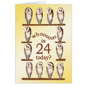 24th birthday, Curious owls card.