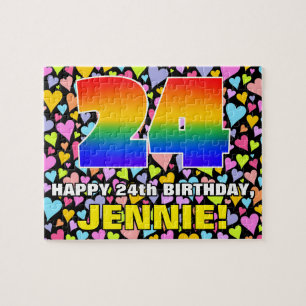 24th Birthday — Fun, Loving Heart Shapes + “24” Jigsaw Puzzle