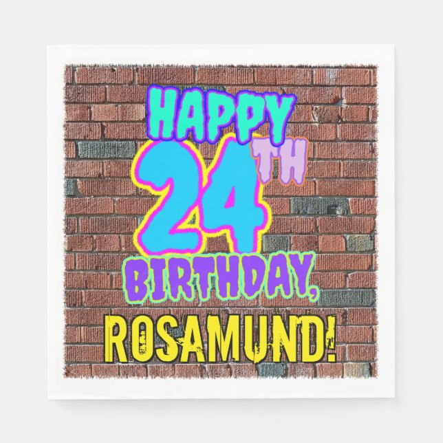 24th Birthday ~ Fun, Urban Graffiti Inspired Look Napkin (Front)