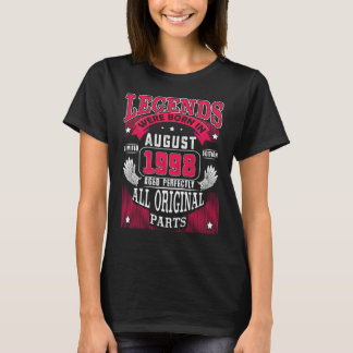 24th Birthday Legends Born In August 1998 24 Year T-Shirt