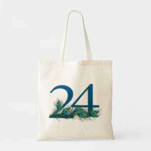 24th Birthday Or Anniversary Peacock Feather Tote Bag