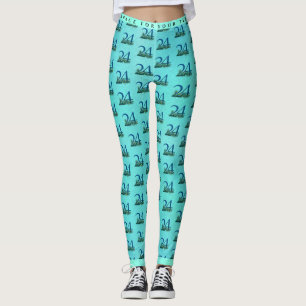 24th Birthday or Anniversary Peacock Pattern Leggings