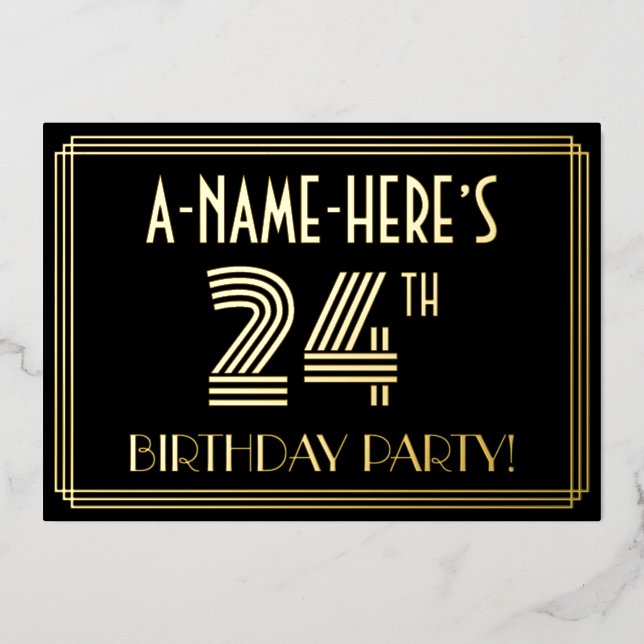 24th Birthday Party — Art Deco Style “24” + Name (Front)
