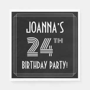 24th Birthday Party: Art Deco Style + Custom Name Napkin