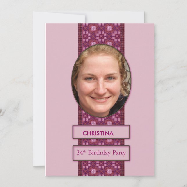 24th Birthday Party Invitation Picture and Name (Front)