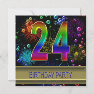 24th Birthday party Invitation with bubbles
