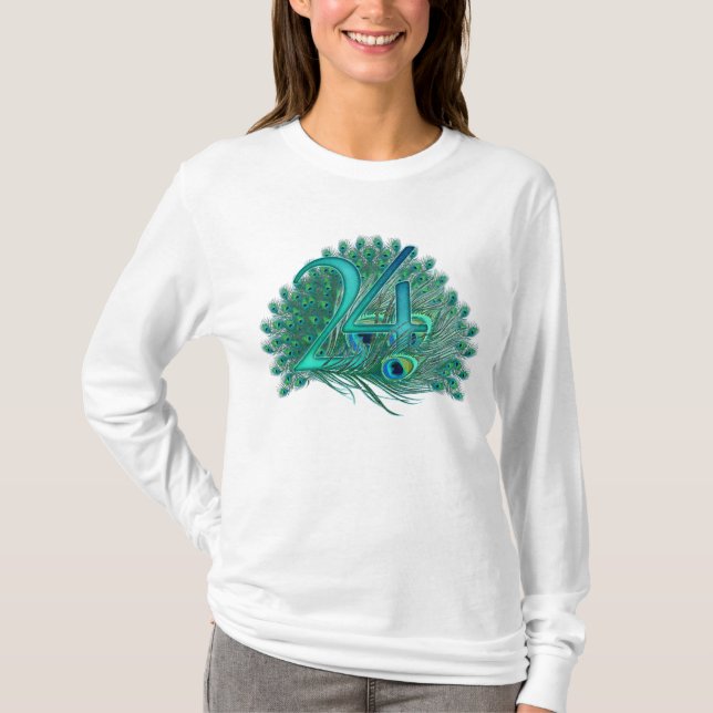 24th birthday peacock text design t-shirts (Front)