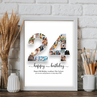 24th Birthday Photo Collage Poster