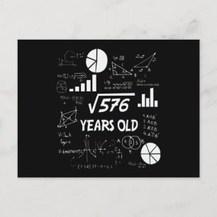 24th Birthday Square Root Math 24 Years Old Bday Postcard