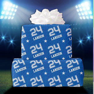 24th Birthday Typography Blue Wrapping Paper