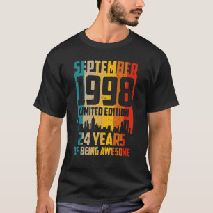 24th Birthday  Vintage September 1998 24 Years Old T-Shirt