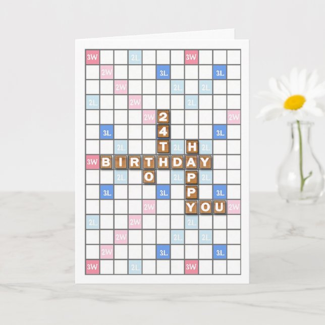 24th Birthday, Word Game Board Card (Small Plant)