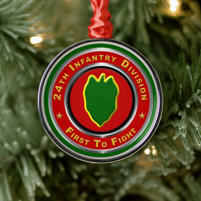 24th Infantry Division Christmas   Metal Ornament (Tree)
