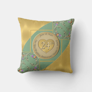 24th Opal Anniversary + Photo Throw Pillow