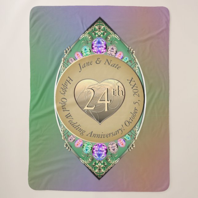 24th Opal Wedding Anniversary   Sherpa Blanket (Front)
