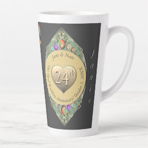 24th Opal Wedding AnniversaryTowel Latte Mug