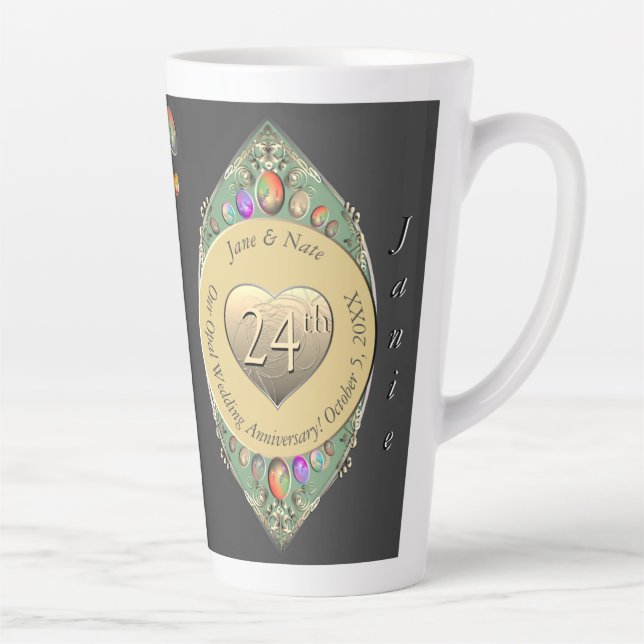 24th Opal Wedding AnniversaryTowel Latte Mug (Right)