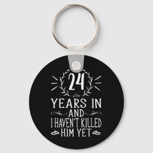 24th Wedding Anniversary  For Her - 24 Years Marri Keychain