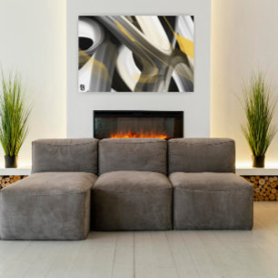 24x18" Toile d'art abstrait tendance Noir Blanc Or