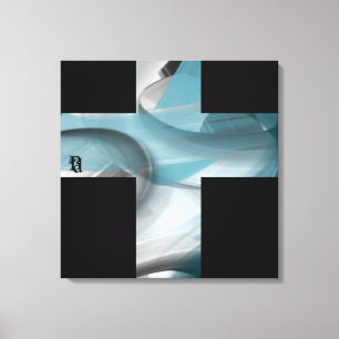24x24" Trend Abstract Art Canvas Black White Blue Print