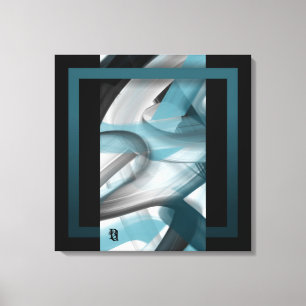 24x24" Trend Abstract Art Canvas Black White Blue Print