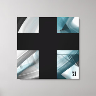 24x24" Trend Abstract Art Canvas Black White Blue Print