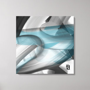 24x24" Trend Abstract Art Canvas Black White Blue Print