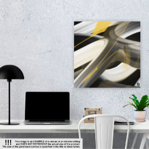 24x24" Trend Abstract Art Canvas Black White Gold