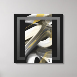 24x24" Trend Abstract Art Canvas Black White Gold Print