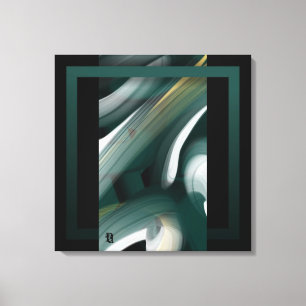24x24" Trend Abstract Art Canvas Black White Green Print
