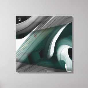 24x24" Trend Abstract Art Canvas Black White Green Print