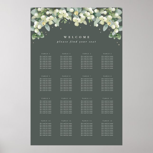 24x36" 16 Tables of 8 Seating Chart Poster (Front)