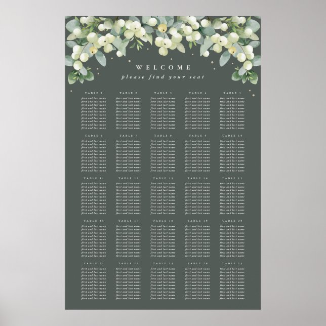 24x36" 25 Tables of 10 Seating Chart Poster (Front)