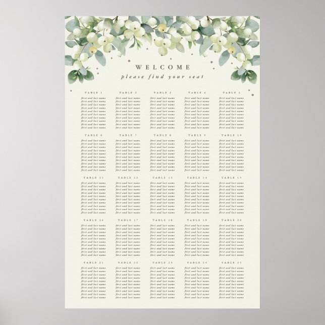 24x36" 25 Tables of 10 Seating Chart Poster (Front)