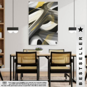24x36'' Trend Abstract Art Canvas Black White Gold