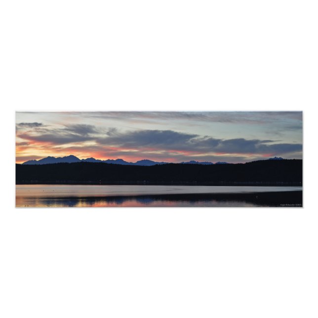 24X8 Hood Canal & the Olympic Mountains at Sunset Photo Print (Front)