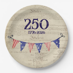 250 4th of July Vintage Patriotic USA Party Paper Plate