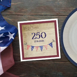 250 4th of July Vintage Patriotic USA Party Red Napkin