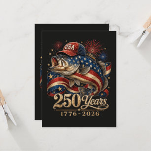 250 America 1776 2026 Bass Fishing USA Flag Invitation