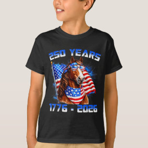 250 America Years 1776 2026 Horse USA Flag 250th T-Shirt