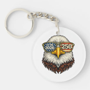 250 Anniversary USA 1776-2026 Patriotic Bald Eagle Keychain