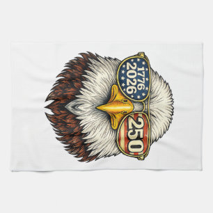 250 Anniversary USA 1776-2026 Patriotic Bald Eagle Kitchen Towel