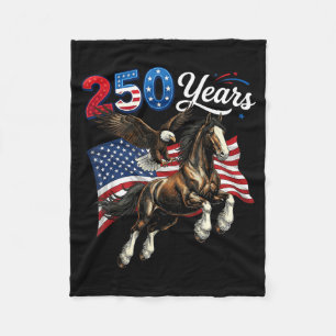 250 Anniversary USA Flag Horse Eagle 250th 4th of Fleece Blanket