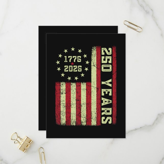 250 Anniversary Usa Flag Invitation Postcard (Front/Back In Situ)